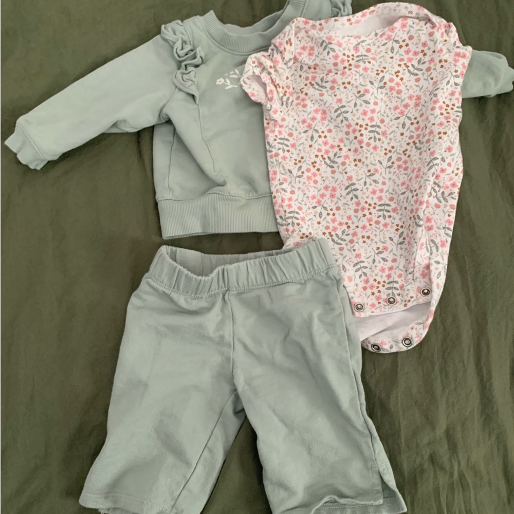 Carter's Pink Floral Onesie and Green Set